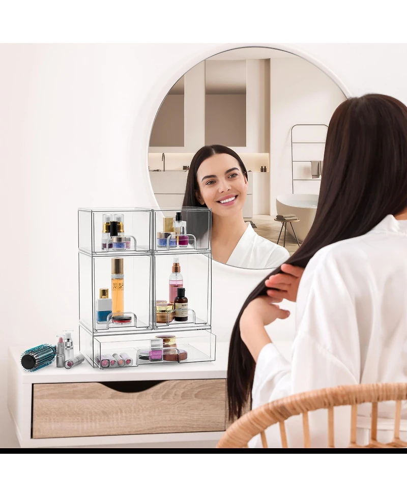 Sorbus 4 Pack Clear Acrylic Drawer Organizers - Makeup Case Pull-Out Drawers (12.1 Wide)