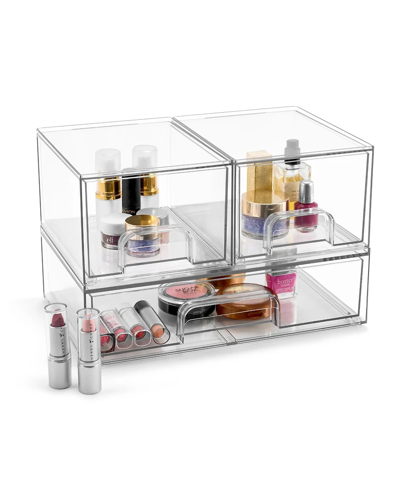 Sorbus 3 Piece Clear Acrylic Drawer Organizers - Makeup Case Pull-Out Drawers (4.4 Tall and 12.1 Wide)