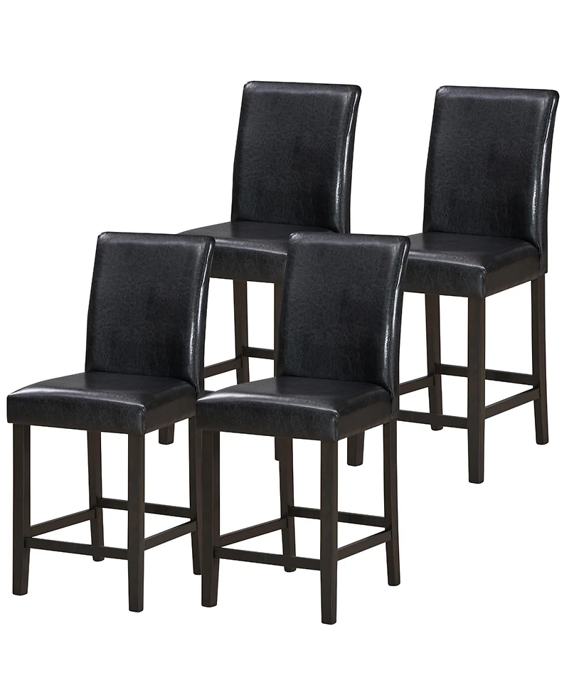Gymax Set of 4 Bar Stools 25inch Counter Height Barstool Pub Chair w/Rubber Wood Legs