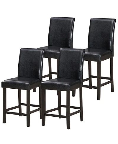 Gymax Set of 4 Bar Stools 25inch Counter Height Barstool Pub Chair w/Rubber Wood Legs