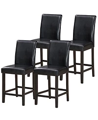 Gymax Set of 4 Bar Stools 25inch Counter Height Barstool Pub Chair w/Rubber Wood Legs