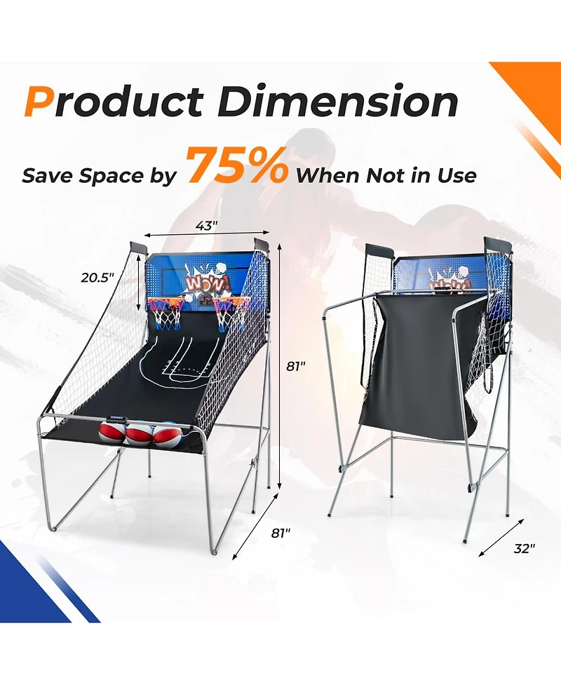 Slickblue Dual Shot Basketball Arcade Game with 8 Modes and 4 Balls