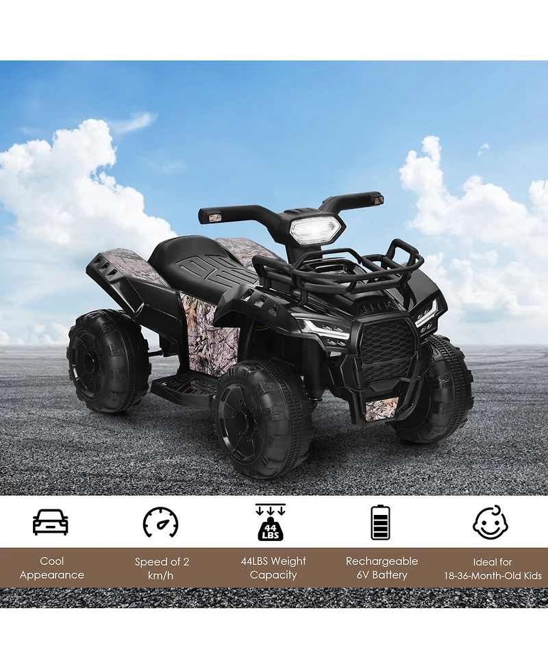 Gymax 6V 4 Wheels Atv Quad Ride On Car Kids Ride-On Toy w/ Music Horn Led Light Pink
