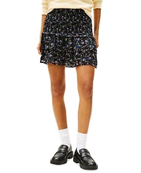 Tommy Jeans Women's Smocked Ruffled Floral-Print Skirt