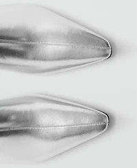 Mango Women's Metallic Effect Pointed Toe Boots