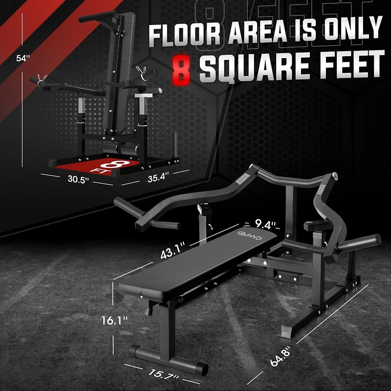 Mikolo Chest Press Machine, 1050LBS Bench Machine with Independent Converging Arms, Adjustable Flat Incline for Chest, Ab Workouts, Should