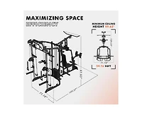 Mikolo Smith Machine Power Cage, Multi-Function Home Gym System with Cable Crossover System, Dual-Sided Workout Station with 121LBS Weight Stack, Powe