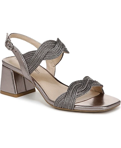 LifeStride Women's Charnelle Angled Block Heel Square Open Toe Slingback Dress Sandals