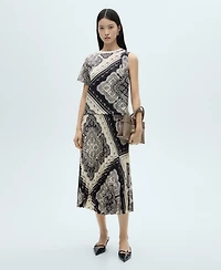 Mango Women's Asymmetrical Paisley Print T-Shirt