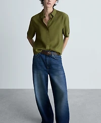 Mango Women's Short Sleeve Fluid Shirt