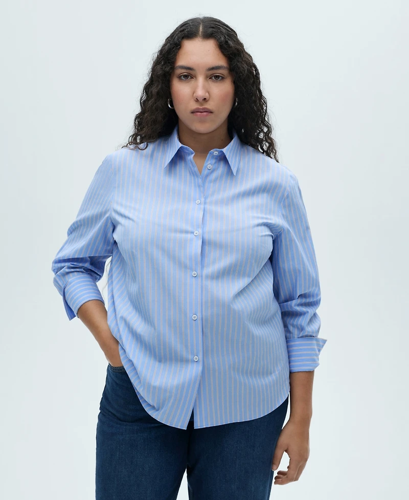 Mango Women's Regular Cotton Lyocell Blend Shirt