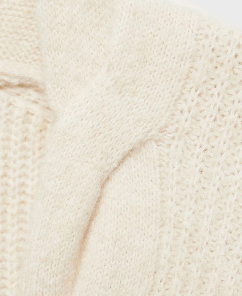 Mango Women's V-Neck Braided Sweater