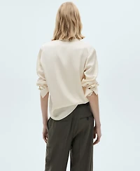 Mango Women's Satin Finish Flowy Shirt