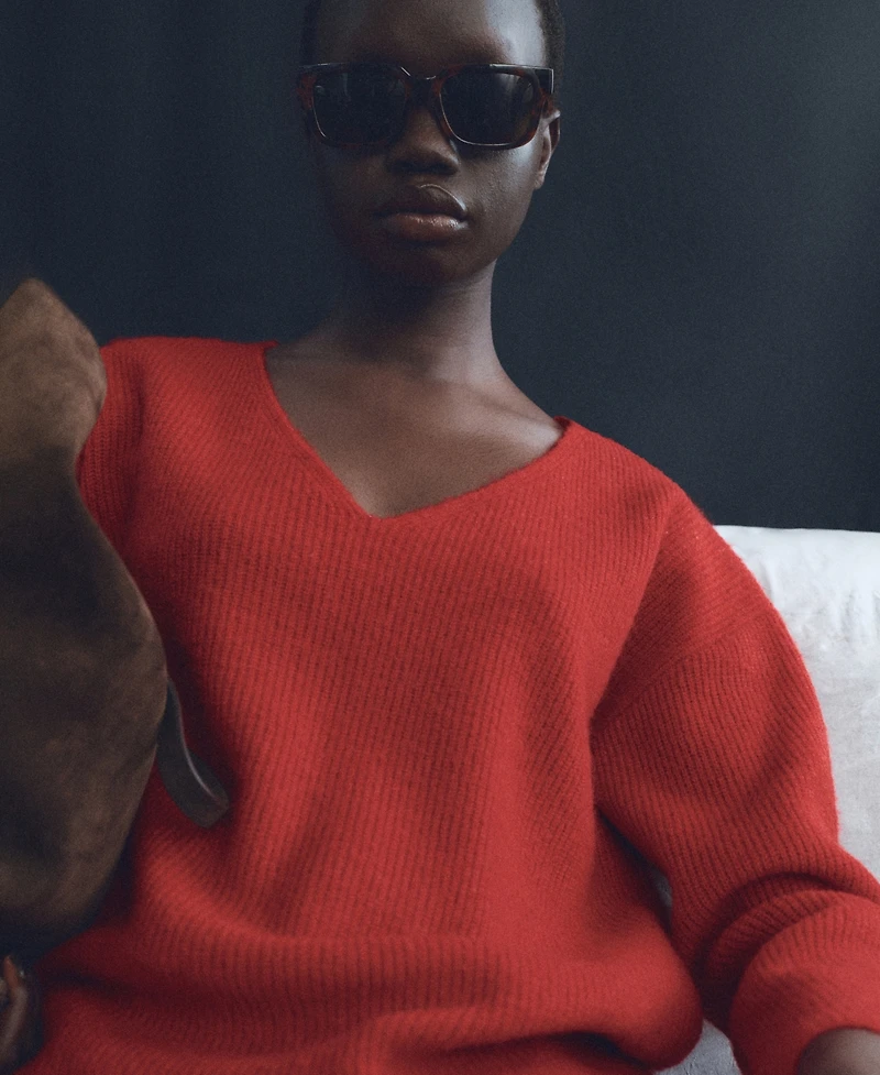 Mango Women's V-Neck Knit Sweater