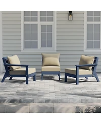 WestinTrends Outdoor Patio Hdpe Navy Blue Sectional Sofa with Cushions