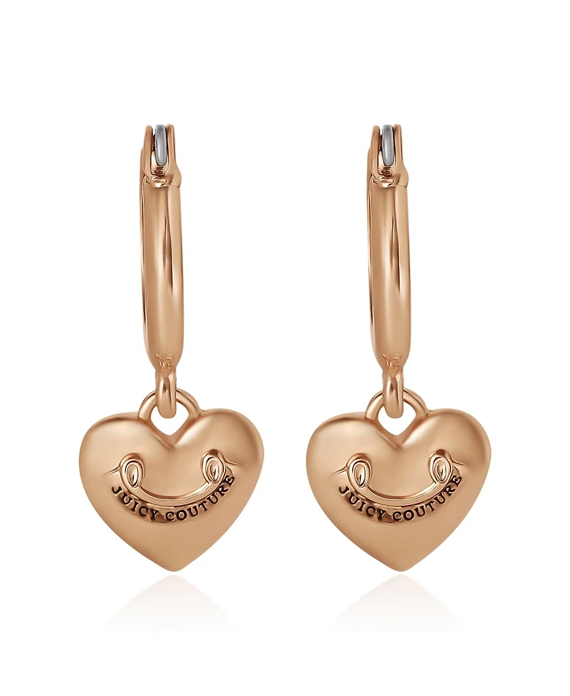 Juicy Couture Gold-Tone Heart Charm Hoop Earrings