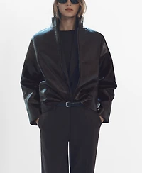 Mango Women's Perkins Collar Texture Jacket