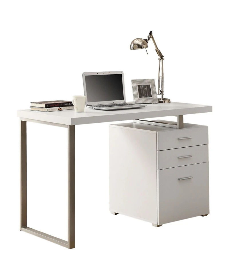 Left or Right Facing Modern Office Desk with File Drawers for Efficient Workspace Organization