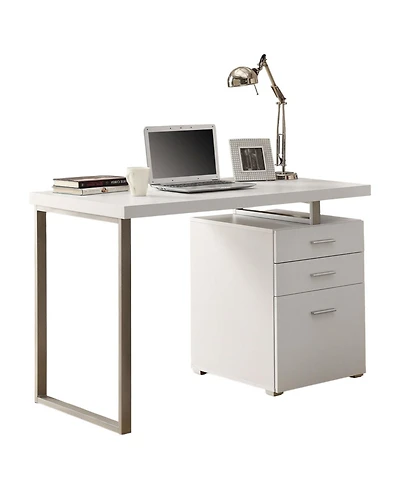 Left or Right Facing Modern Office Desk with File Drawers for Efficient Workspace Organization