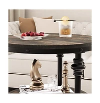 gaomon Round Side Table,Small End Table with 3 Shelves for Living Room,Bedroom, Night Stand Accent Coffee Table with Steel Frame for Small Spaces