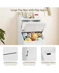 gaomon 3-tier Wooden Kids Bookcase and Toy Storage Organizer with Flip-Top Lid