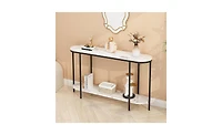 Slickblue Console Table 2-Tier Narrow Entryway with Storage Shelves, Faux Marble for Living Room, Bedroom