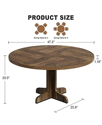 gaomon Round Dining Table for 4People, 47 Inch Farmhouse Kitchen Table