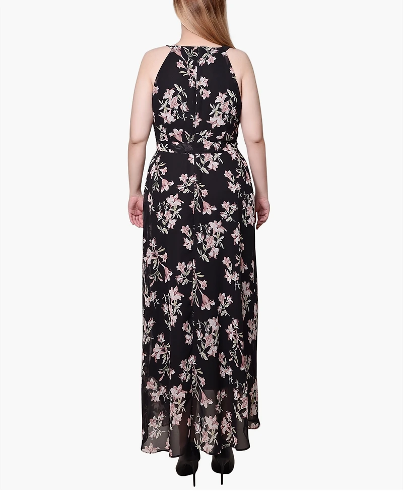 Ny Collection Petite Halter Front Chiffon Maxi Dress