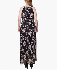 Ny Collection Petite Halter Front Chiffon Maxi Dress
