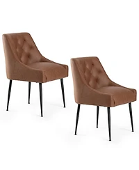 Dyhome Modern Upholstered Dining Chairs Set of 2, Mid Century Kitchen Side with 5.12” Cushions and Back Pull Rod for Kitchen, Living Roo