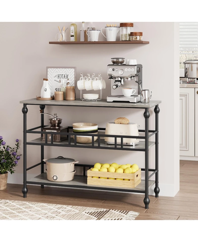 gaomon Narrow Entryway Table with Storage 43" 3-Tier Sofa Tables Industrial Console Table with Storage/Display Shelf Hallway Table for Living Room, Fo