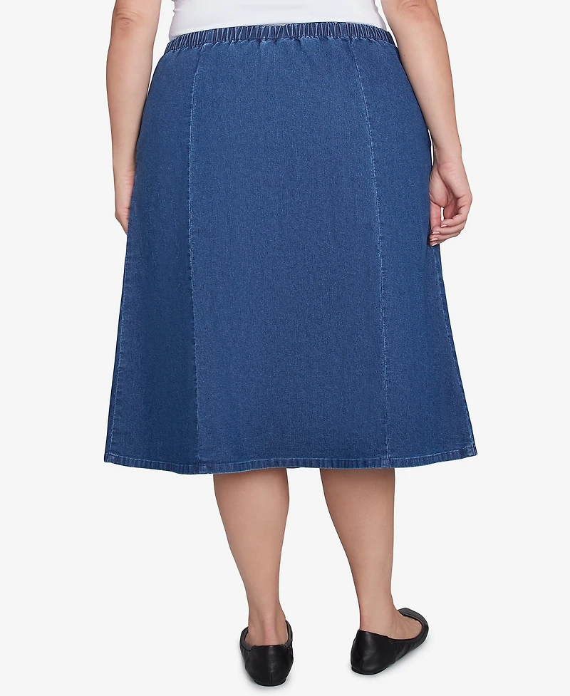 Alfred Dunner Plus Paneled Full Length Denim Skirt