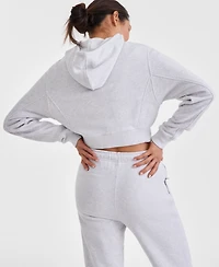 Id Ideology Women's Cropped Full-Zip Knit Hoodie, Exclusively at Macy's