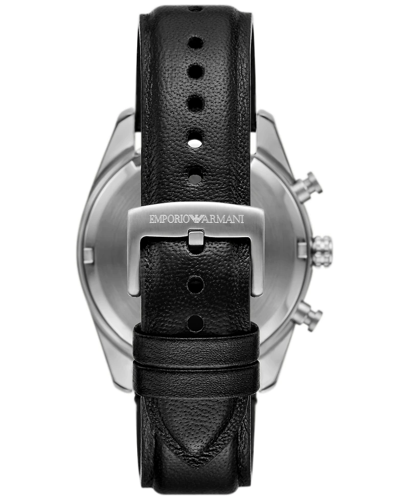 Emporio Armani Men's Chronograph Black Leather Strap Watch 42mm