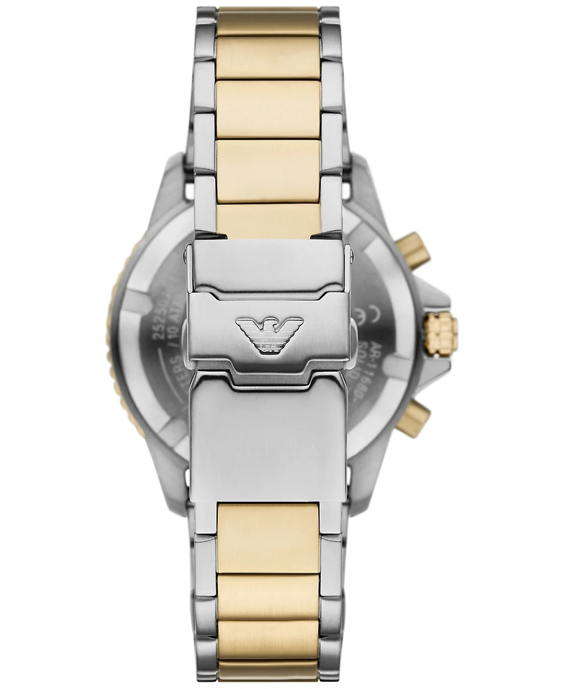 Emporio Armani Men's Chronograph World Explorer Solar Two-Tone Stainless Steel Bracelet Watch 44mm