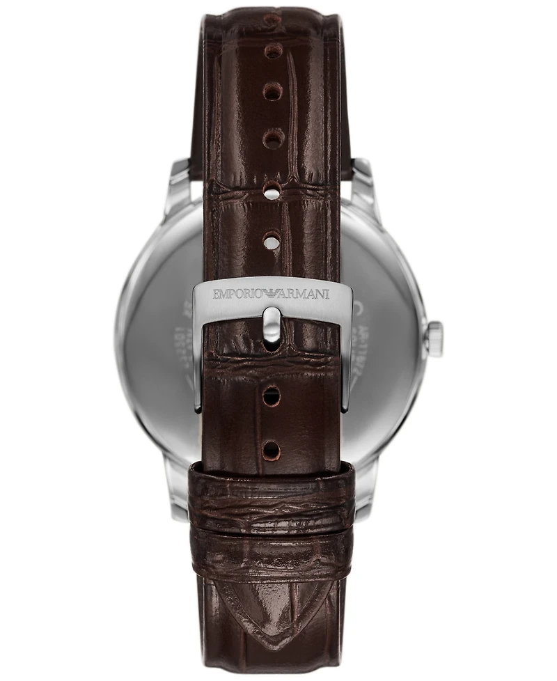 Emporio Armani Men's Brown Leather Strap Watch 39mm