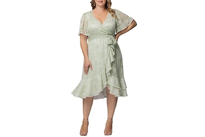 Kiyonna Plus Palermo Lace Faux Wrap Cocktail Dress