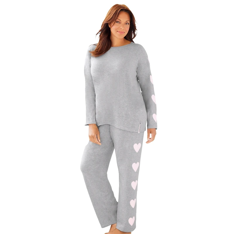 Dreams & Co. Plus Side Print Pajama Set