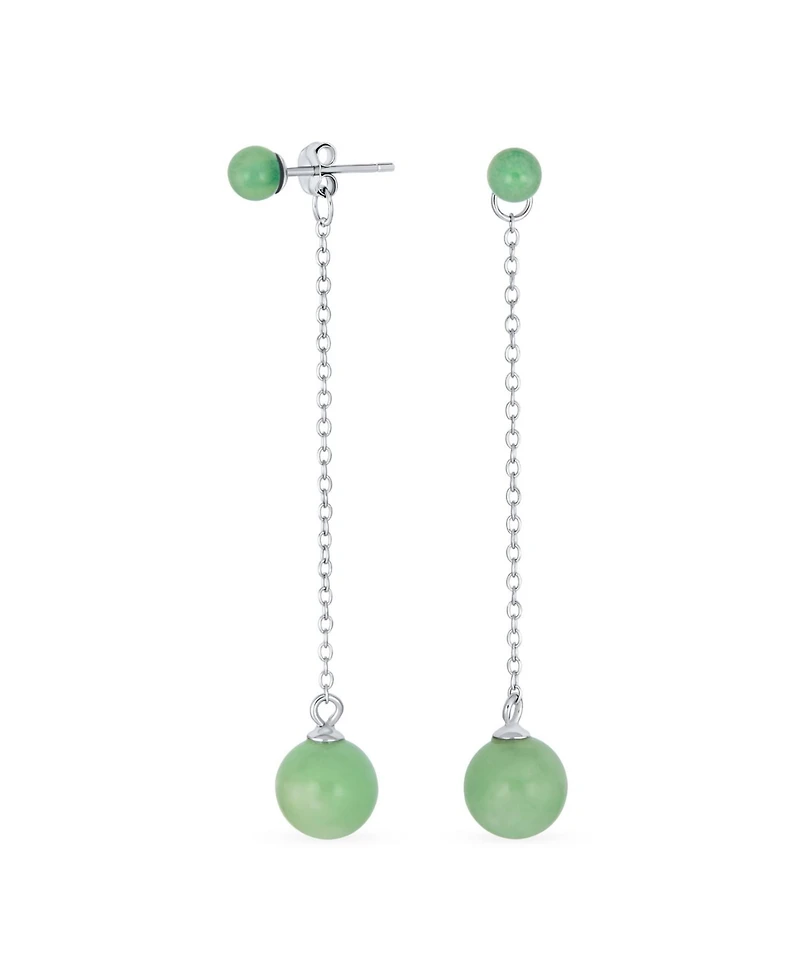 Bling Jewelry Simple Dangle Earrings with Black Onyx or Green Jade in Sterling Silver