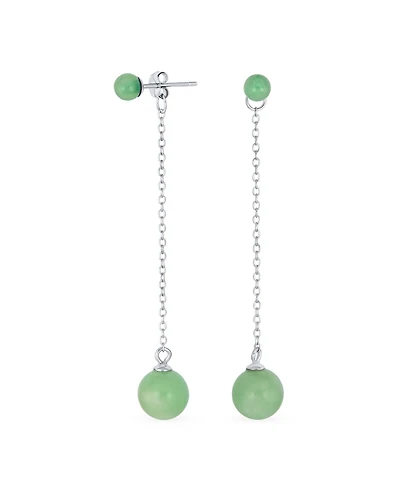 Bling Jewelry Simple Dangle Earrings with Black Onyx or Green Jade in Sterling Silver