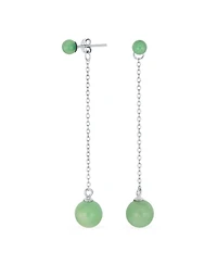 Bling Jewelry Simple Dangle Earrings with Black Onyx or Green Jade in Sterling Silver