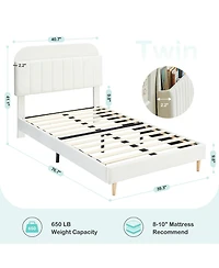 gaomon Twin Bed Frames, Upholstered Platform Bed Frame with Bookcase Headboard, Velvet Platform Bed Mattress Foundation