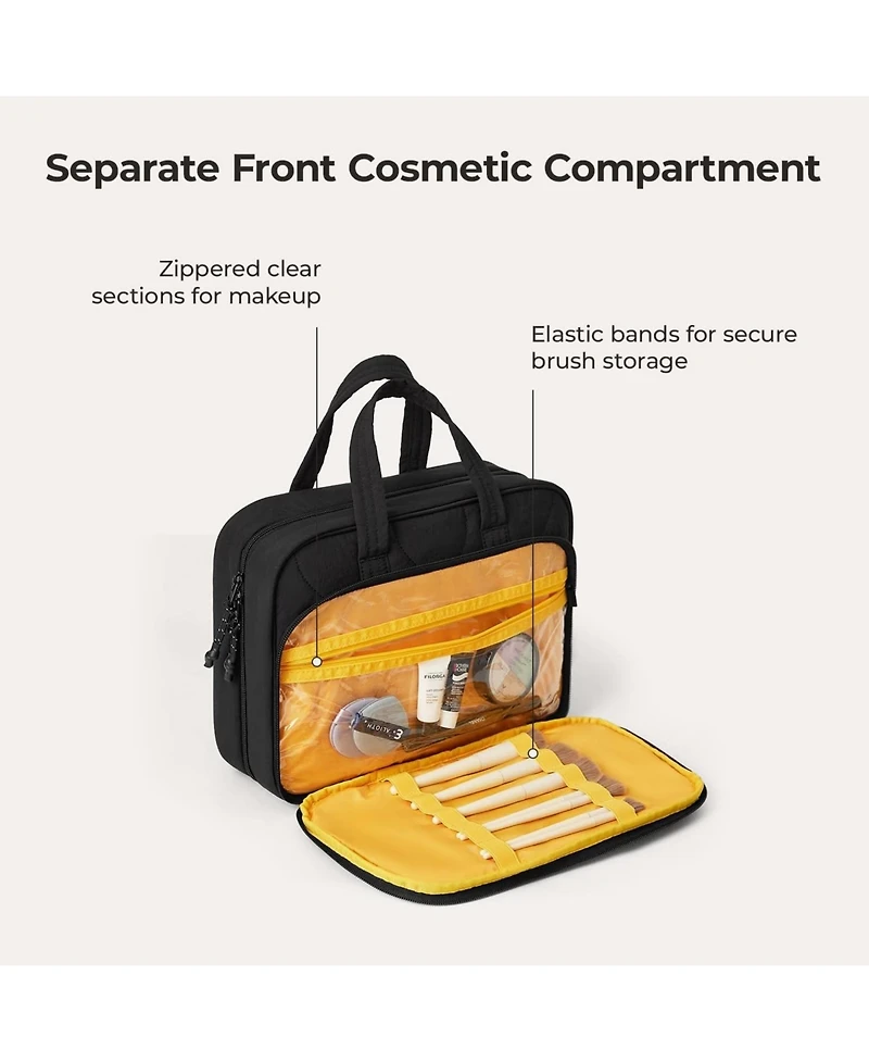 Bagsmart Walker Hanging Travel Toiletry Bag with Waterproof Compartment Tangerine