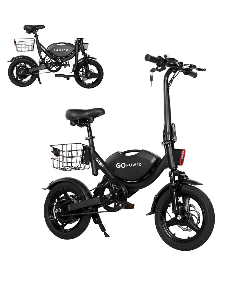GoPowerBike GoDash Electric Bike | Compact Folding Adult Mini E-Bike | Dual Disc Brakes | Dual Shock Suspension | Throttle and Pedal Assist | 400W Mot