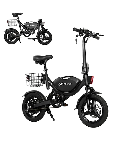 GoPowerBike GoDash Electric Bike | Compact Folding Adult Mini E-Bike | Dual Disc Brakes | Dual Shock Suspension | Throttle and Pedal Assist | 400W Mot