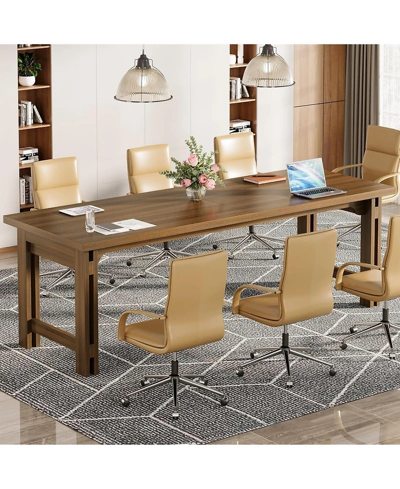 Tribesigns 78.74-Inch Conference Table, 6.56 ft Large Meeting Table with Sturdy Frame, Wood Boardroom Seminar Table for 6-8 People