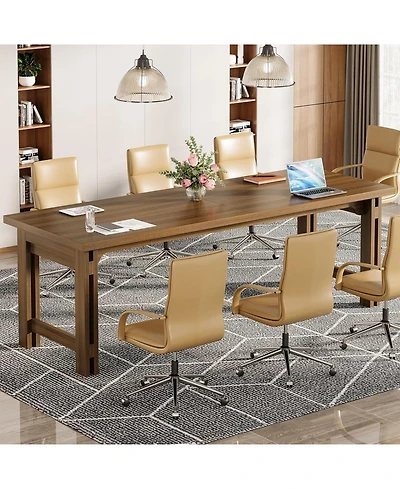 Tribesigns 78.74-Inch Conference Table, 6.56 ft Large Meeting Table with Sturdy Frame, Wood Boardroom Seminar Table for 6-8 People