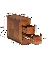 Tribesigns Wood End Table, 2-Drawer Narrow Side Table with Charging Station, No Assembly Required, Finished Back, Set of 2