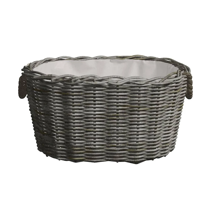 Firewood Basket with Carrying Handles 23.6"x15.7"x11" Gray Willow