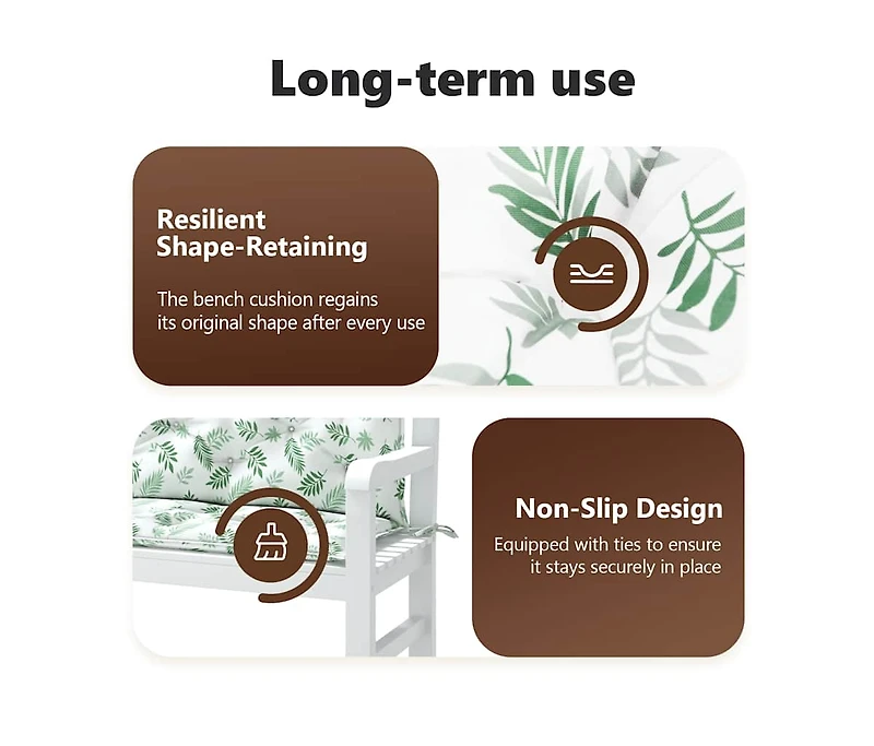 Garden Bench Cushions 2pcs Leaf Pattern 39.4"x19.7"x2.8" Fabric